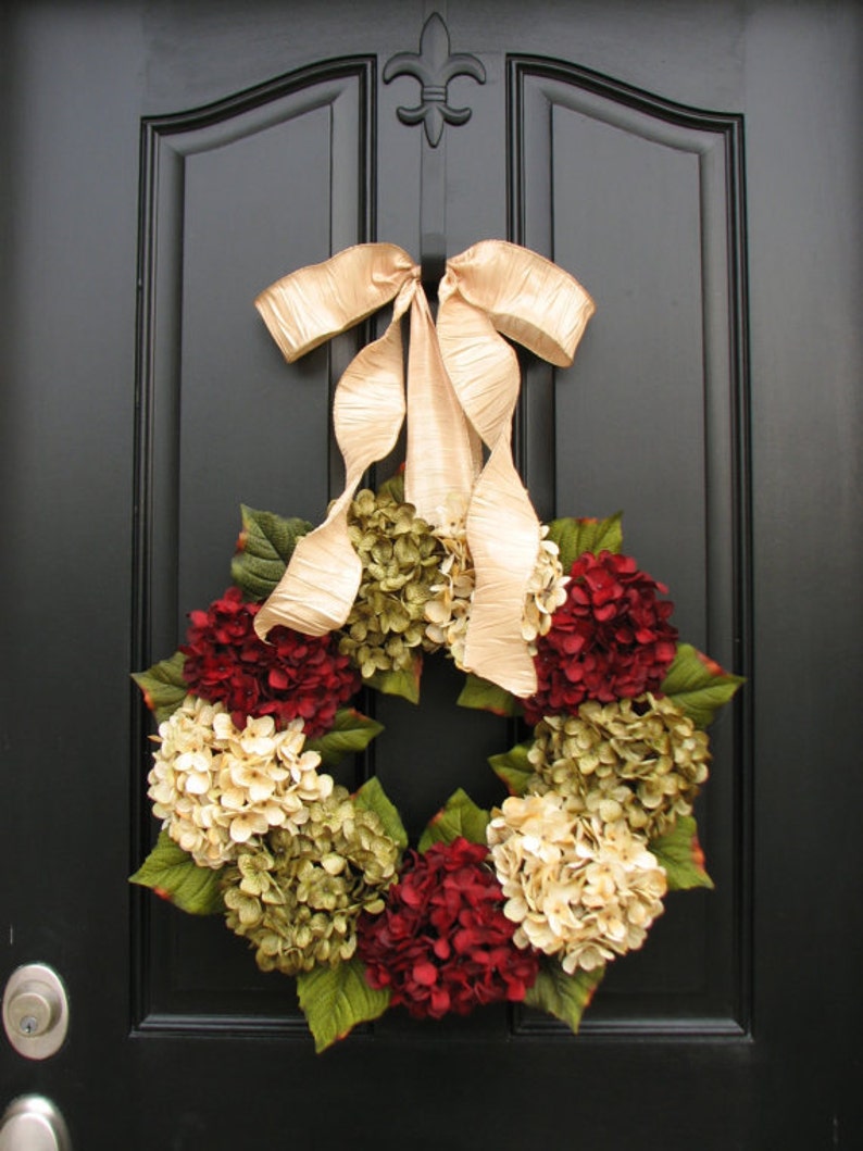 Front Door Wreaths for Christmas, Hydrangea Wreath, Holiday Wreaths, Featured in Town & Country Holiday Magazine image 2