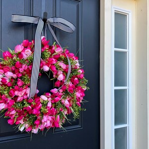 Pink Tulip Wreath, Spring Front Door Tulip Wreath image 4