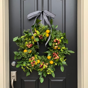 Front Door Lemon Wreaths, Spring Wreath with Lemons and Crab Apple image 2