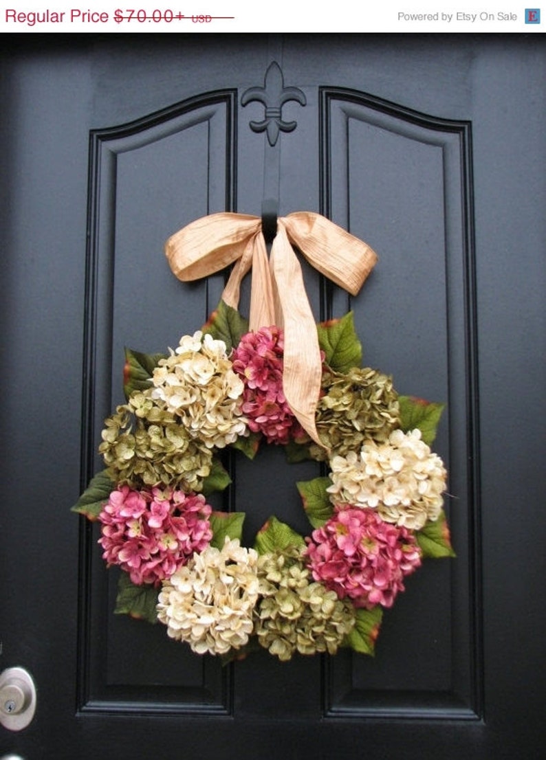 Hydrangea Wreaths, Summer Wreaths, Summer Hydrangea Wreaths, Summer Decorative Wreaths, Pink Hydrangeas, Green Hydrangeas image 4