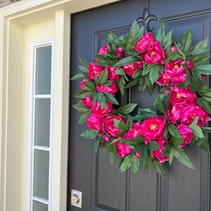 Faux Pink Peony Wreath, Front Door Peony Wreaths, BEST SELLER Wedding Door Decor, Spring Door Wreath, Peony Wreaths for Spring image 8