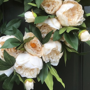 BEST SELLER Everyday Cream Beige Peony Wreath Summer Wreath l Wedding Wreath Decor Year Round Door Wreaths Peony Decor for Home image 6