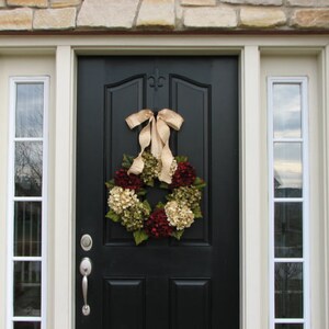Front Door Wreaths for Christmas, Hydrangea Wreath, Holiday Wreaths, Featured in Town & Country Holiday Magazine image 4