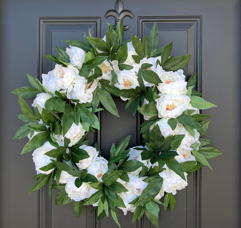 Faux Pink Peony Wreath, Front Door Peony Wreaths, BEST SELLER Wedding Door Decor, Spring Door Wreath, Peony Wreaths for Spring White