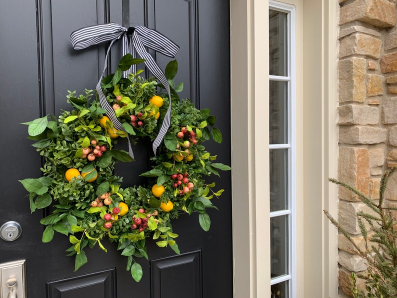 Front Door Lemon Wreaths, Spring Wreath with Lemons and Crab Apple image 4