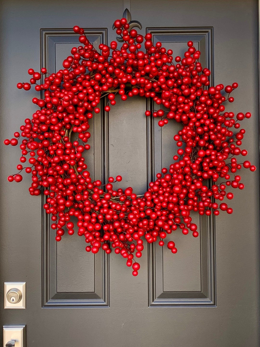Christmas Wreaths for Front Door, Christmas Red Berry Wreath, Outdoor