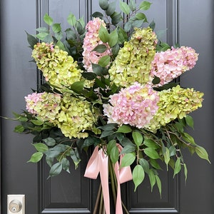 Spring Hydrangea Bouquet Wreath for Front Door, Decorative Door Wreath, Gifts for Mother's Day