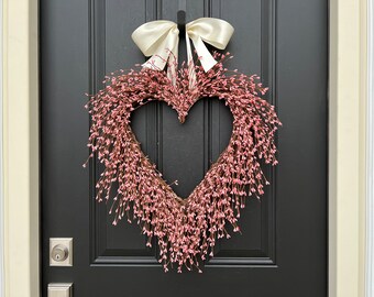 Pink Friendship Heart Wreath, Heart Wreath, Pink Heart Wreaths, Valentine's Pink Wreath, Heart Wreaths