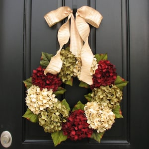 Front Door Wreaths for Christmas, Hydrangea Wreath, Holiday Wreaths, Featured in Town & Country Holiday Magazine