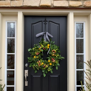 Front Door Lemon Wreaths, Spring Wreath with Lemons and Crab Apple image 3