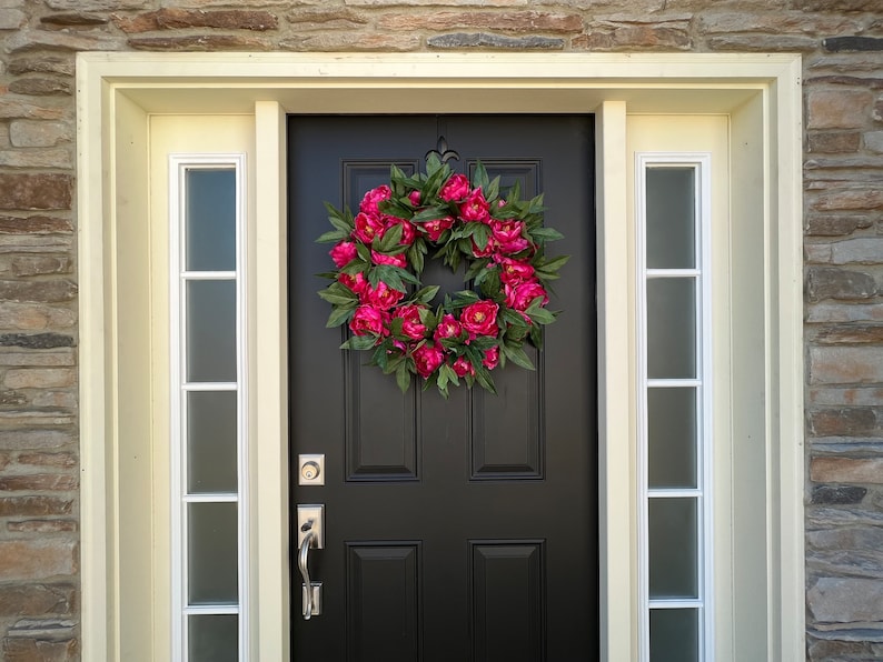 Faux Pink Peony Wreath, Front Door Peony Wreaths, BEST SELLER Wedding Door Decor, Spring Door Wreath, Peony Wreaths for Spring image 6