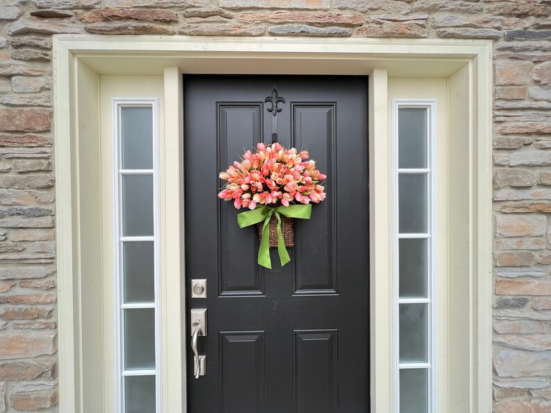 Spring Tulip Baskets for Front Door Decorative Door Tulip Etsy