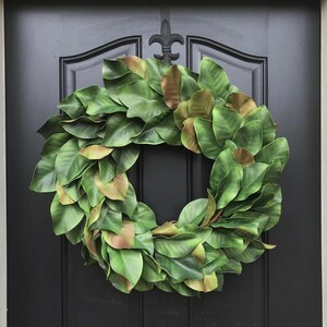 Spring Magnolia Wreath for Front Door, Year Round Realistic Magnolia Leaf Wreaths image 5