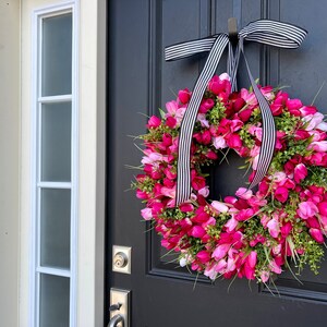Pink Tulip Wreath, Spring Front Door Tulip Wreath image 5
