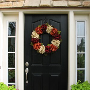 Fall Hydrangea Wreath for Front Door, Twoinspireyou Fall Wreaths, 24 Fall Wreaths, Outdoor Autumn Wreaths image 5