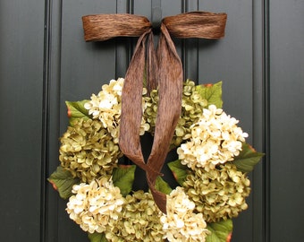 Wreaths - Hydrangea Wreath - Hydrangea Blooms - Wedding Decor - Wreath for Fall