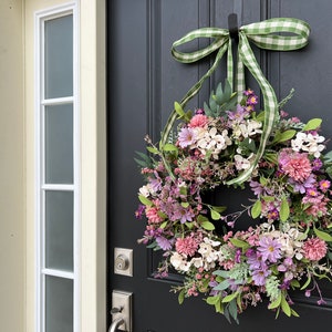 Cottage Garden Wreath, Spring Flower Bouquet Wreaths, Gifts for Her, Front Door Wreath image 4