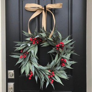 Simple Holiday Wreath, Farmhouse Fashion Christmas Wreath image 1