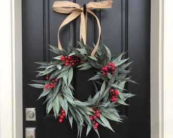 Simple Holiday Wreath, Farmhouse Fashion Christmas Wreath