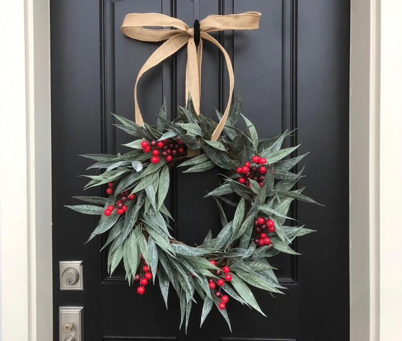 Simple Holiday Wreath, Farmhouse Fashion Christmas Wreath image 1