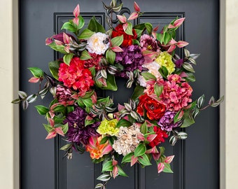 Trending Front Door Wreaths for Spring and Summer, Colorful Year Round Wreath