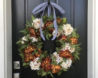 Front Door Fall Peony Wreaths, Coffee and Cream Premium Peony Wreath