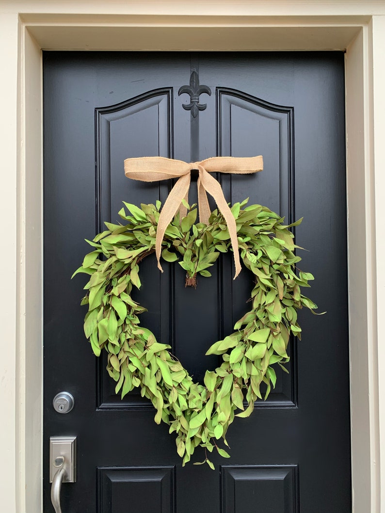 VALENTINE WREATH Valentines Day Decor Boxwood Heart Wreath Burlap (shown)