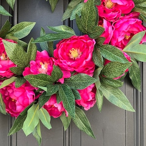 Faux Pink Peony Wreath, Front Door Peony Wreaths, BEST SELLER Wedding Door Decor, Spring Door Wreath, Peony Wreaths for Spring image 4