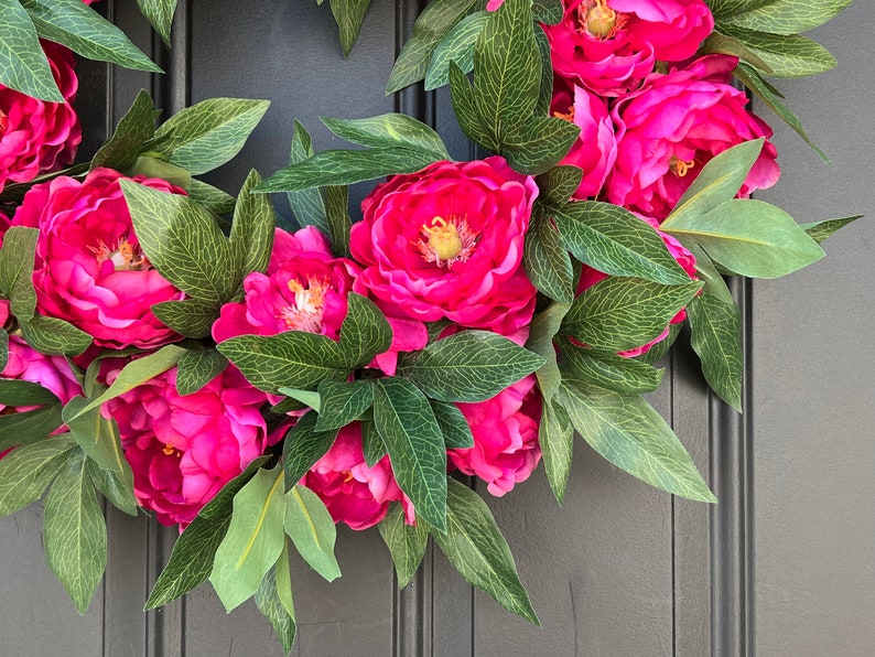 Faux Pink Peony Wreath, Front Door Peony Wreaths, BEST SELLER Wedding Door Decor, Spring Door Wreath, Peony Wreaths for Spring image 4