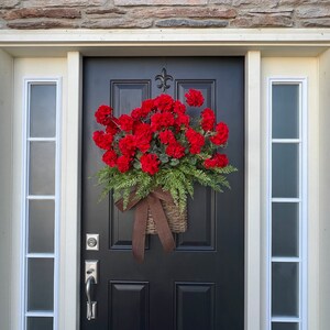 Summer Red Geranium Basket, Front Door Baskets for Summer image 4