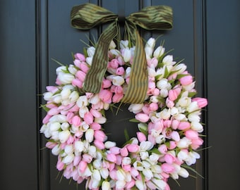 Spring Tulip Wreath, MOTHER'S DAY Tulips, Front Door Wreath, Door Wreaths, Mother's Day Wreath, Wreaths, Easter Tulips, Spring