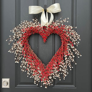 Valentine's Day Heart Wreath: Handmade Twig & Berry Door Decor