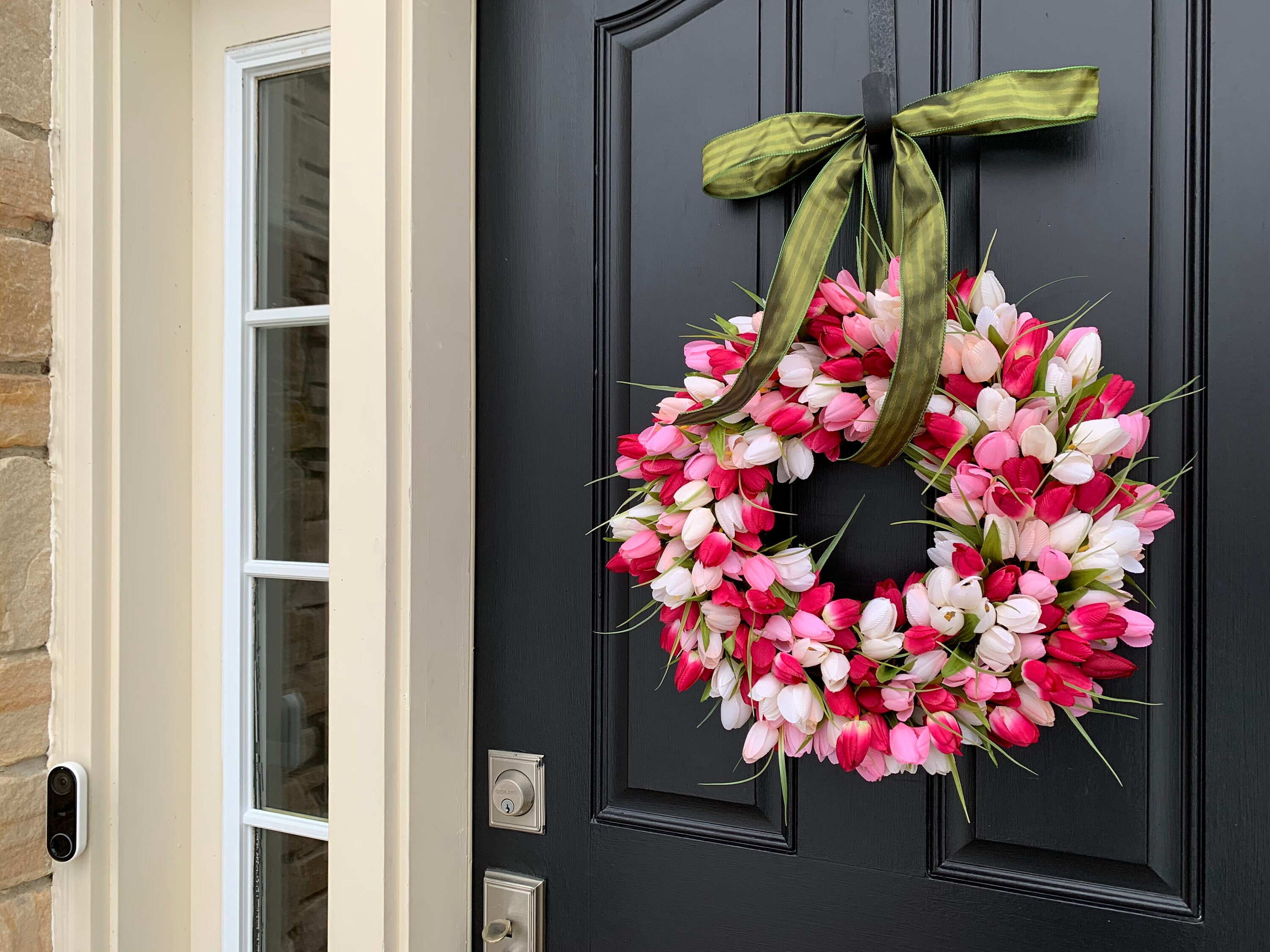 Spring Tulip Wreath Front Door Wreath Door Wreaths Etsy