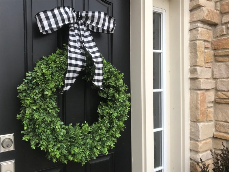 Boxwood Wreath, Front Door Wreaths, Artificial Boxwood Wreaths, XL Boxwood Wreaths, Realtor Gift Ideas image 2