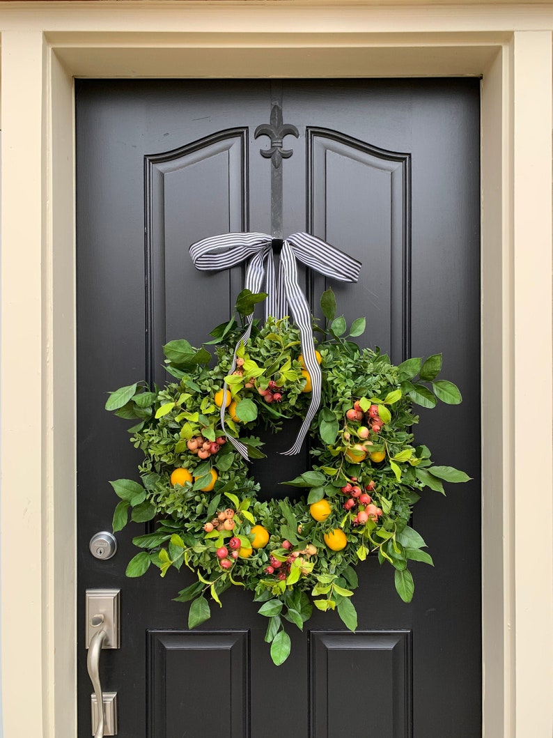 BEST SELLER 24 Front Door Wreaths for Summer Lemons and Crabapple Wreath Ready to Ship Wreaths image 1