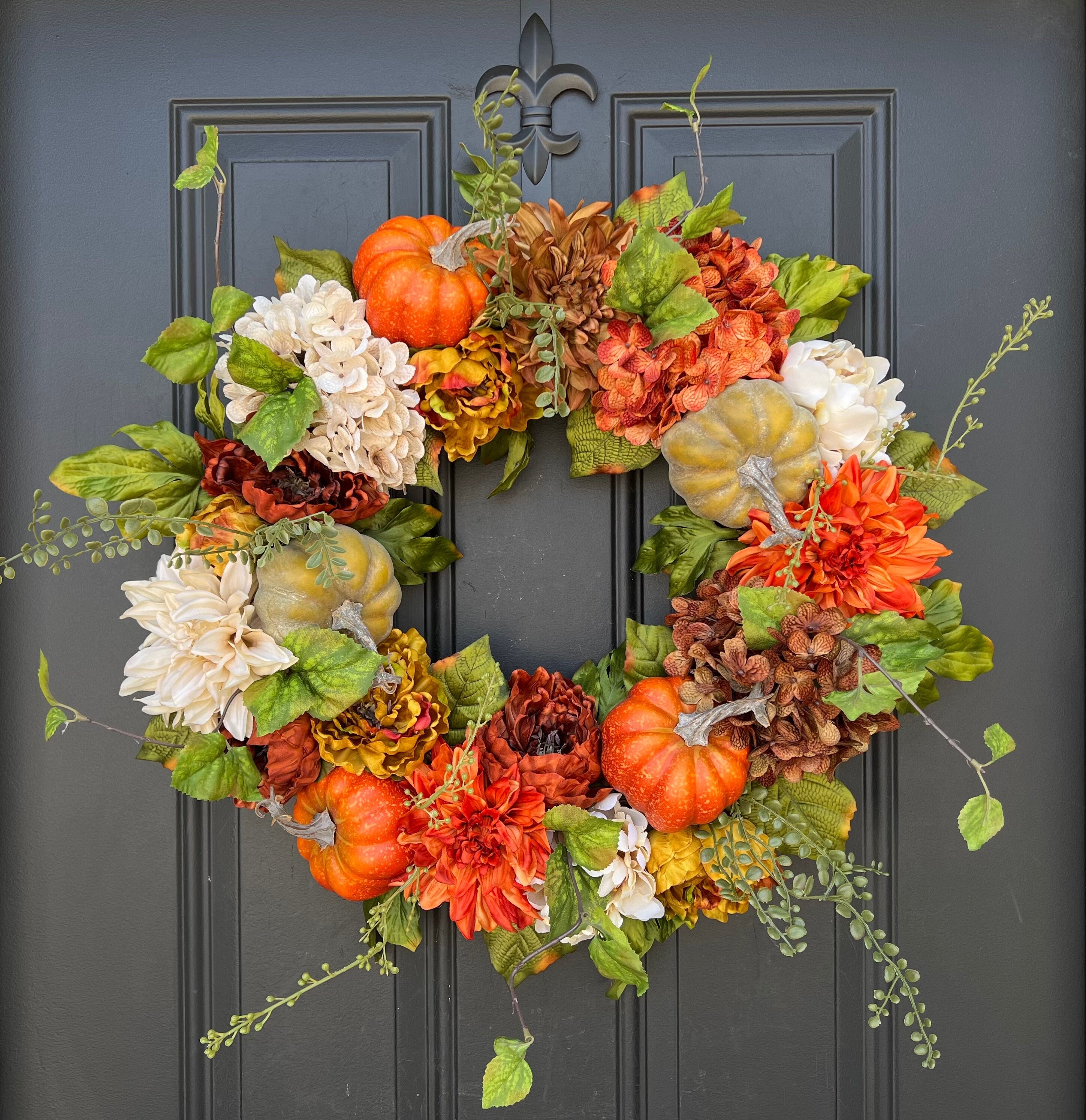 Fall Wreaths for Front Door Peony Wreaths for Door Outside Autumn Wreaths  18 inch Front Door Wreath Spring Wreaths Winter Wreaths for Indoor or Window