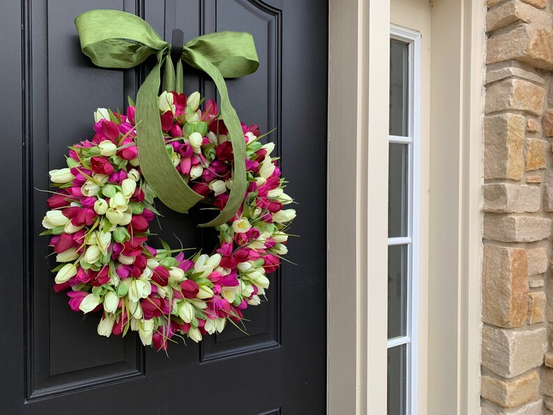 Spring Tulip Wreaths, Tulip Wreaths, Spring Wreaths, Spring Front Door Wreath, Door Wreaths, Mother's Day Wreath, Easter Wreaths image 3