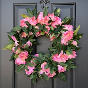 Faux Pink Peony Wreath, Front Door Peony Wreaths, BEST SELLER Wedding Door Decor, Spring Door Wreath, Peony Wreaths for Spring Light Pink