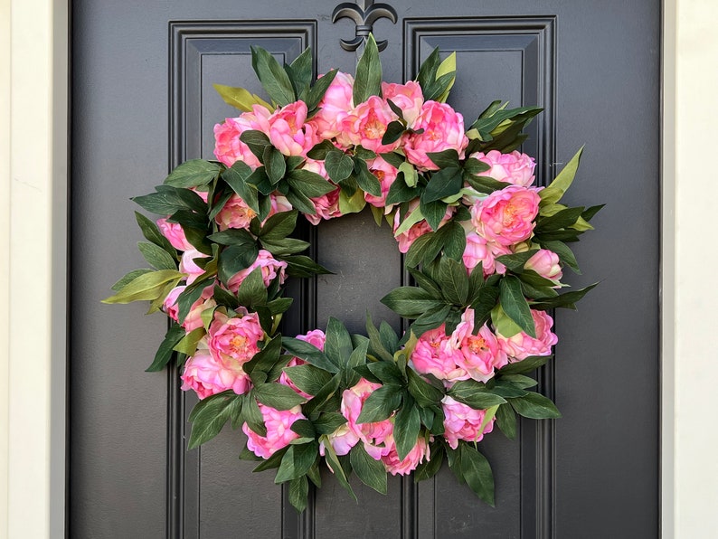 Faux Pink Peony Wreath, Front Door Peony Wreaths, BEST SELLER Wedding Door Decor, Spring Door Wreath, Peony Wreaths for Spring Light Pink