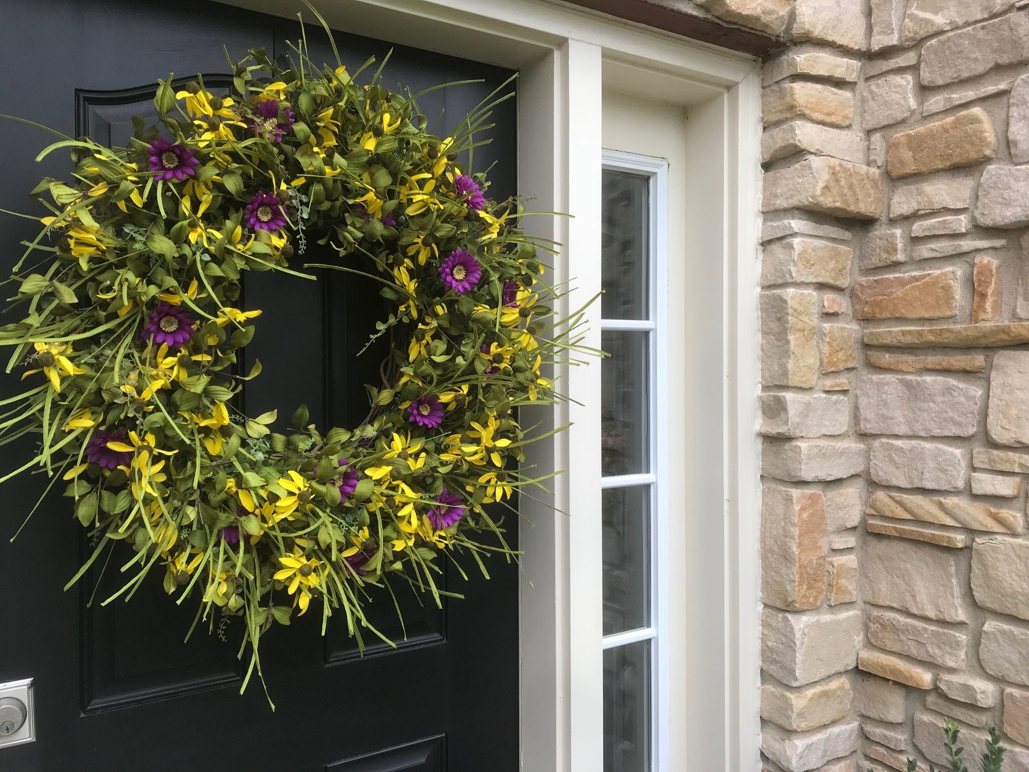 Spring Yellow Daisy Wreath Summer Front Door Wreaths Door