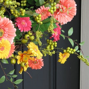 Spring Daisy Wreaths, Summer Wreath for Front Door, Gerber Daisy Wreath, Wreaths for Summer, Spring Door Wreaths, Wreaths Bild 2