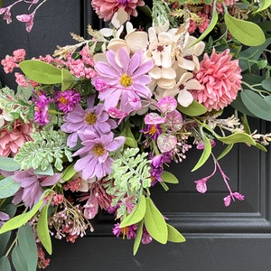Cottage Garden Wreath, Spring Flower Bouquet Wreaths, Gifts for Her, Front Door Wreath image 5