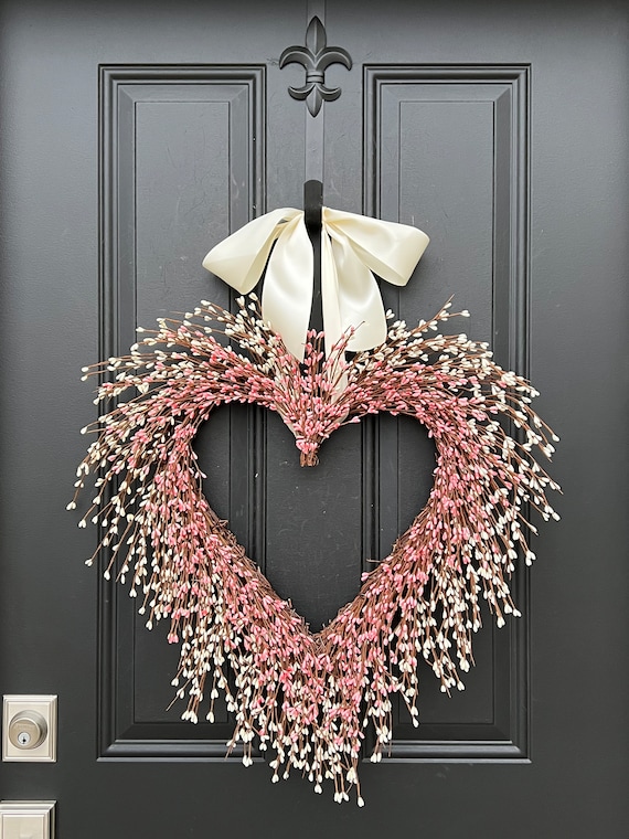 Red Rose White Dogwood & Ivy Valentines Heart Wreath -   Door wreaths  diy, Diy valentines day wreath, Easy diy wreaths