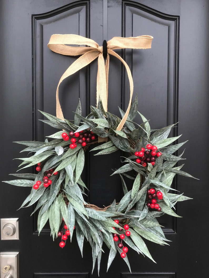 Simple Holiday Wreath, Farmhouse Fashion Christmas Wreath image 2