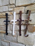 Fleur De Lis Wreath Hanger: Over the Door, Black, White, Bronze