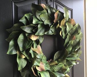 Faux Magnolia Leaf Wreaths, Signature Magnolia Leaf Wreath, Year Round Magnolia, Year Round Wreath, Holiday Wreaths for Front Door