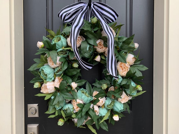 Spring Wreath Interior Design Decor Front Door Wreaths Peony Entryway Trendy Porch