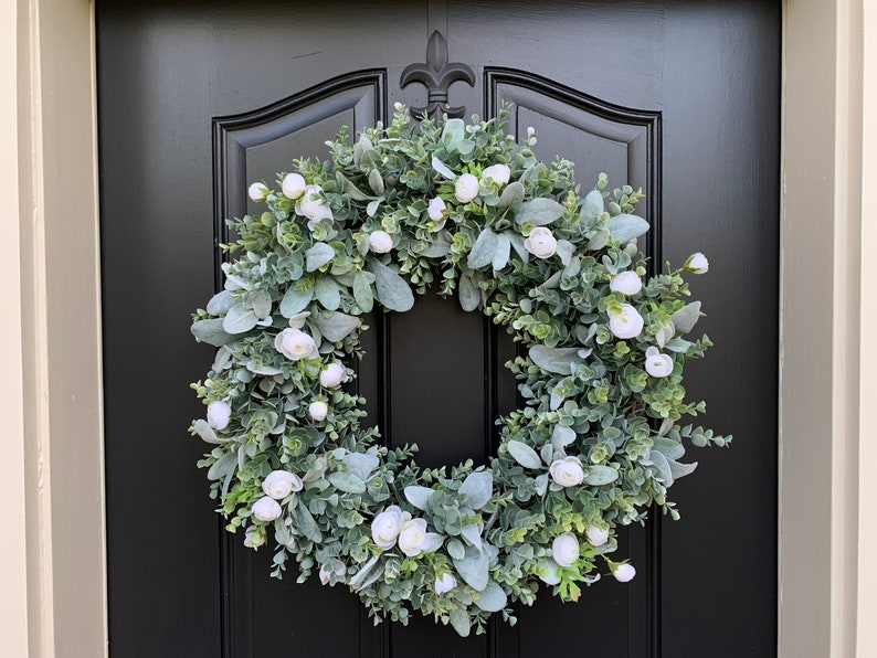 Eucalyptus Wreath Farmhouse Lamb's Ear Wreath image 1