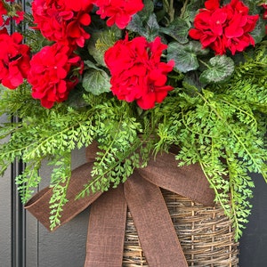 Summer Red Geranium Basket, Front Door Baskets for Summer image 3