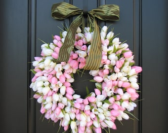 Spring Tulip Wreath, MOTHER'S DAY Tulips, Front Door Wreath, Door Wreaths, Mother's Day Wreath, Wreaths, Easter Tulips, Spring